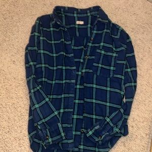 Hollister blue and green plaid flannel